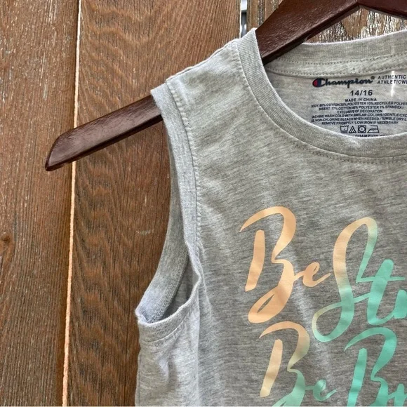 CHAMPION Girls Gray Tank Top Colorful Graphic Size 14 - Picture 4 of 6